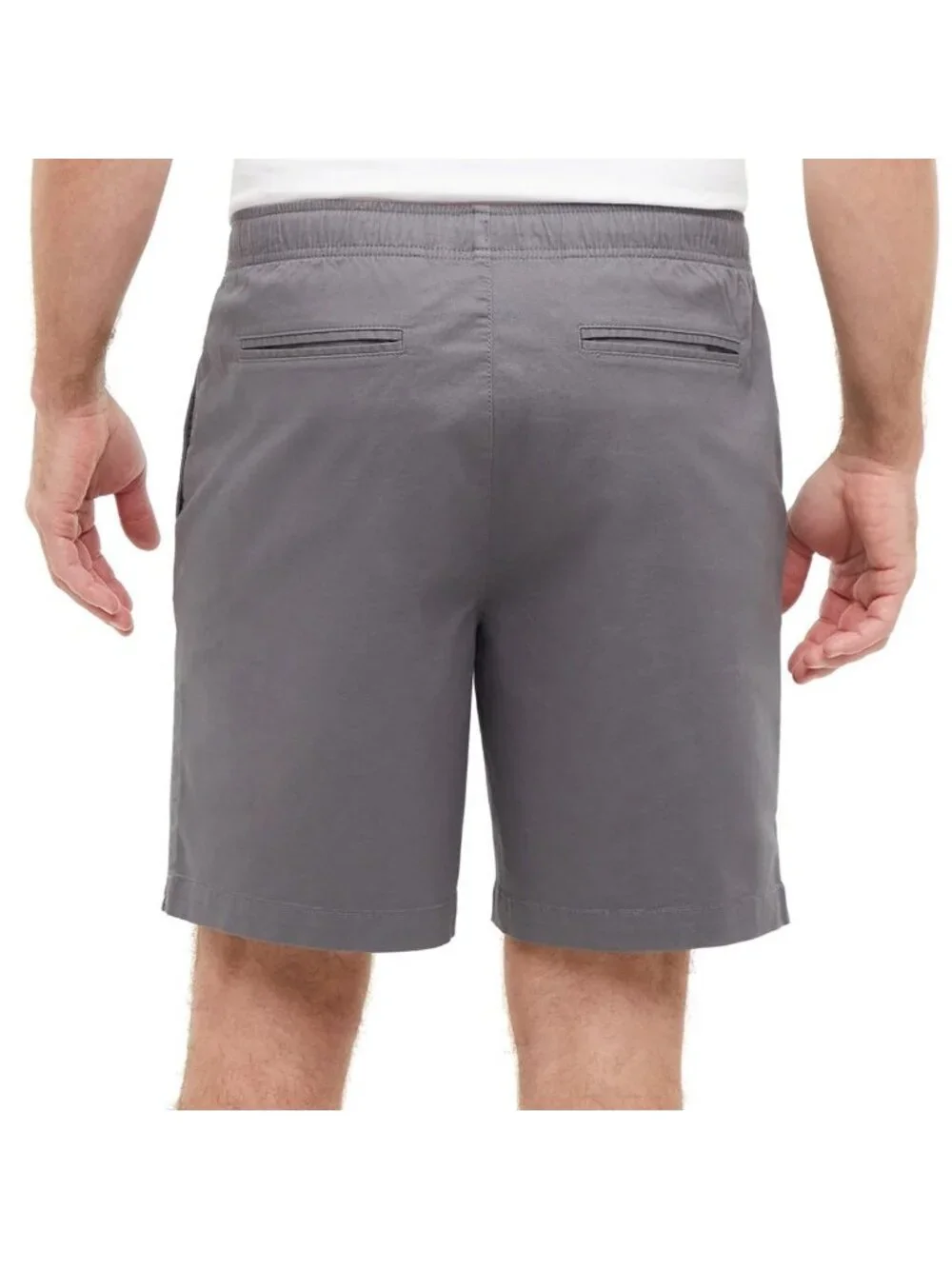 NWOT Banana Republic Men's L Gray Elastic Waist Chino Shorts 98% Cotton